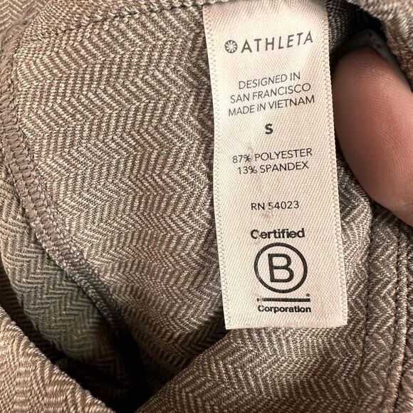 Athleta Brown Delancey Herringbone Slim Fit High-Waisted Pants Tights Size Small - Picture 6 of 7